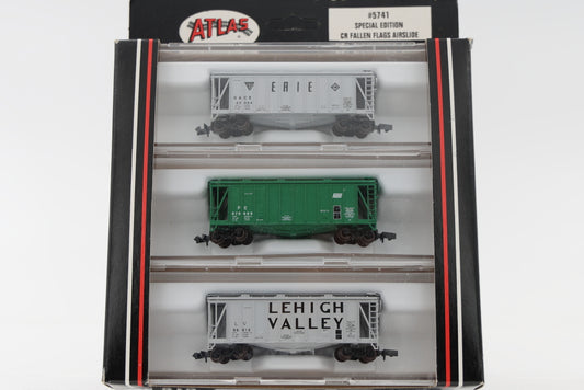 Atlas N scale CR (Conrail) Fallen Flags 40' Airslide, 3 pack set, Special Edition, #5741