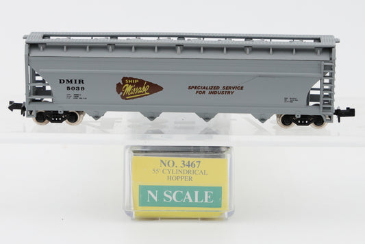 Model Power, N scale, (DMIR) Missabe, 55' Cylindrical 4 bay Covered hopper, Rapido style couplers, No.3467