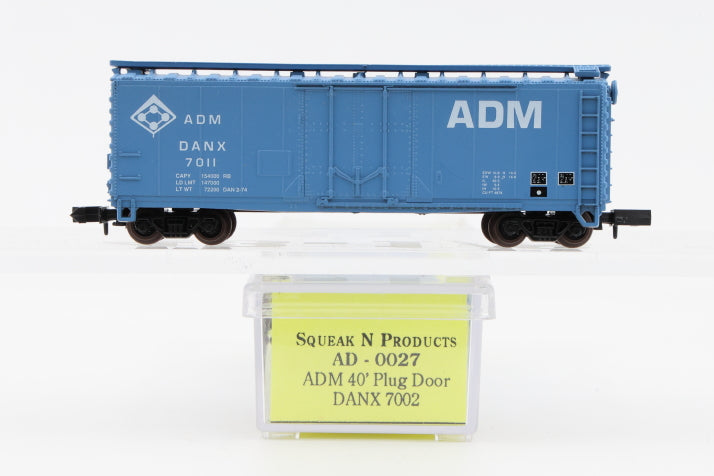 Squeak N Products N scale ADM 40' Plug door box car, DANX 7011, Rapido Couplers