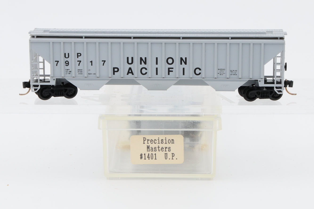Precision Masters, N scale, Union Pacific (UP) 3 Bay Covered Hopper, Micro-trains couplers (and trucks?), 79717, 1401