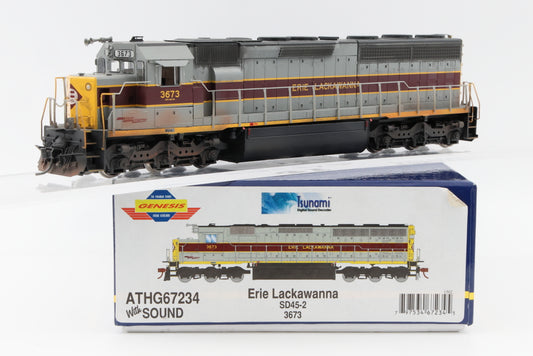 Athearn Genesis Erie Lackawanna SD45-2 3673, DCC with Sound, ATH67234, Weathered, Pre-owned, used