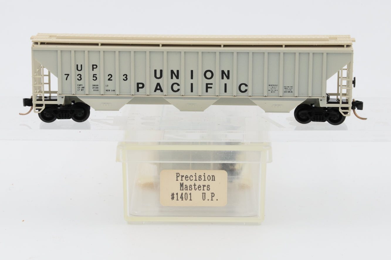 Precision Masters, N scale, Union Pacific (UP) 3 Bay Covered Hopper, Micro-trains couplers (and trucks?), 73523, 1401