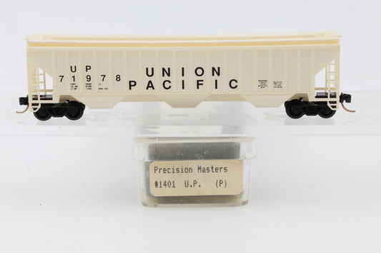 Precision Masters, N scale, Union Pacific (UP) 3 Bay Covered Hopper, Micro-trains couplers (and trucks?), 71978, 1401