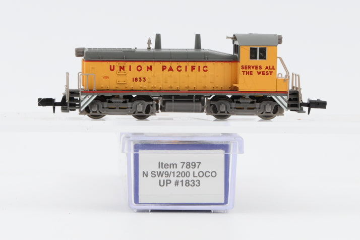 Life Like N scale Union Pacific (UP) SW9/1200 1833, powered, DC, 7897, NIB, Rapido style couplers