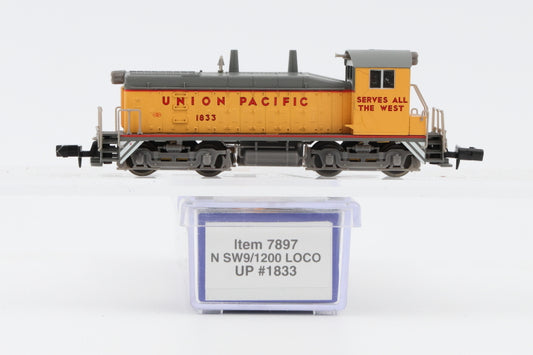 Life Like N scale Union Pacific (UP) SW9/1200 1833, powered, DC, 7897, NIB, Rapido style couplers