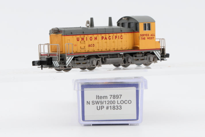 Life Like N scale Union Pacific (UP) SW9/1200 1833, powered, DC, 7897, NIB, Rapido style couplers