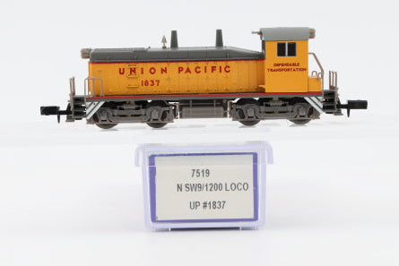 Life Like N scale Union Pacific (UP) SW9/1200 1837, powered, DC, 7519, NIB, Rapido style couplers