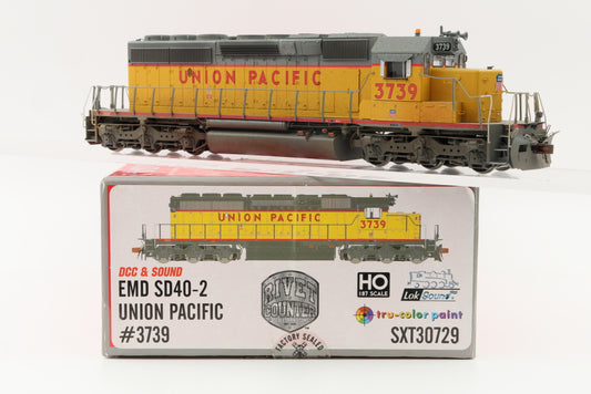 Scale Trains, Rivet Counter, HO scale, Union Pacific (UP) SD40-2 3739 DCC with sound, SXT30729, Weathered, preowned