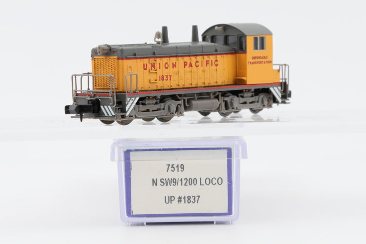 Life Like N scale Union Pacific (UP) SW9/1200 1837, powered, DC, 7519, NIB, Rapido style couplers