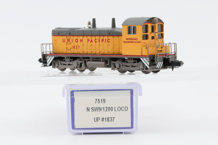 Life Like N scale Union Pacific (UP) SW9/1200 1837, powered, DC, 7519, NIB, Rapido style couplers
