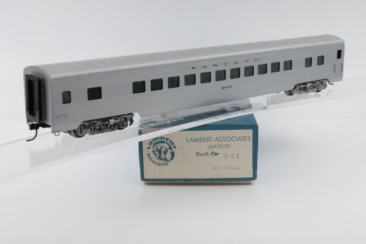 Lambert Associates, HO scale, Brass, Santa Fe Coach #2911, body mounted Kadee couplers, metal wheels, Original box, pre-owned, 841,