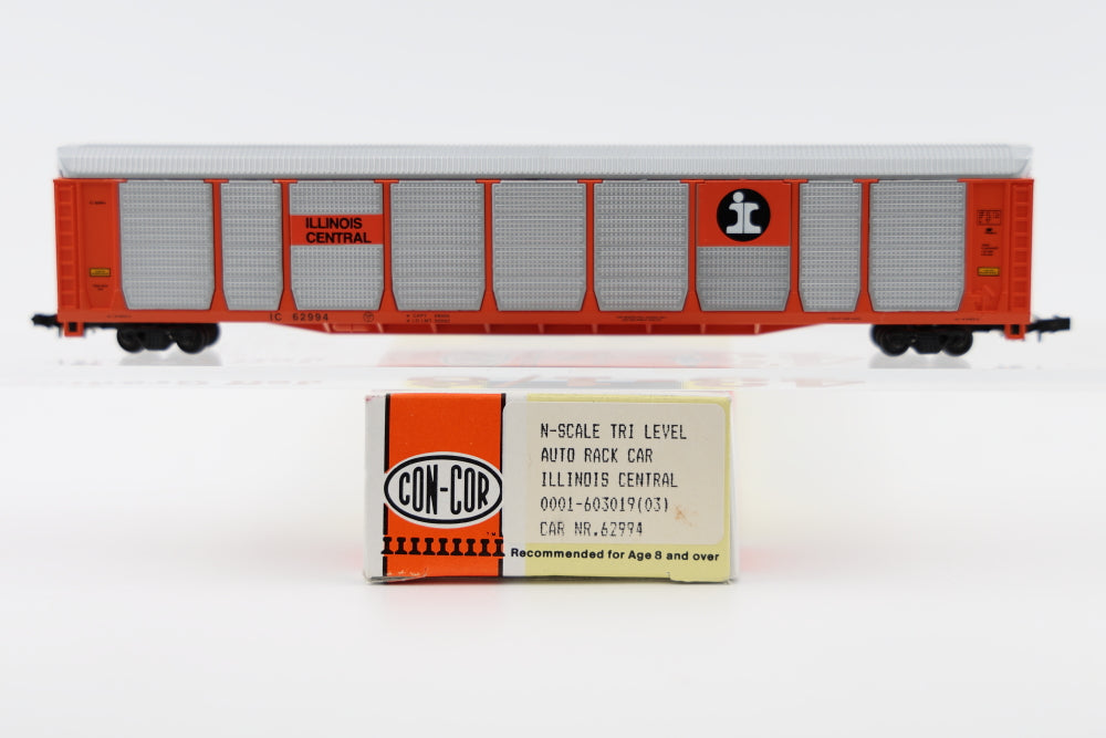 Con-Cor N scale Illinois Central (IC) Tri Level Auto Rack Car, 62994, Rapido couplers, #0001-603019(03)
