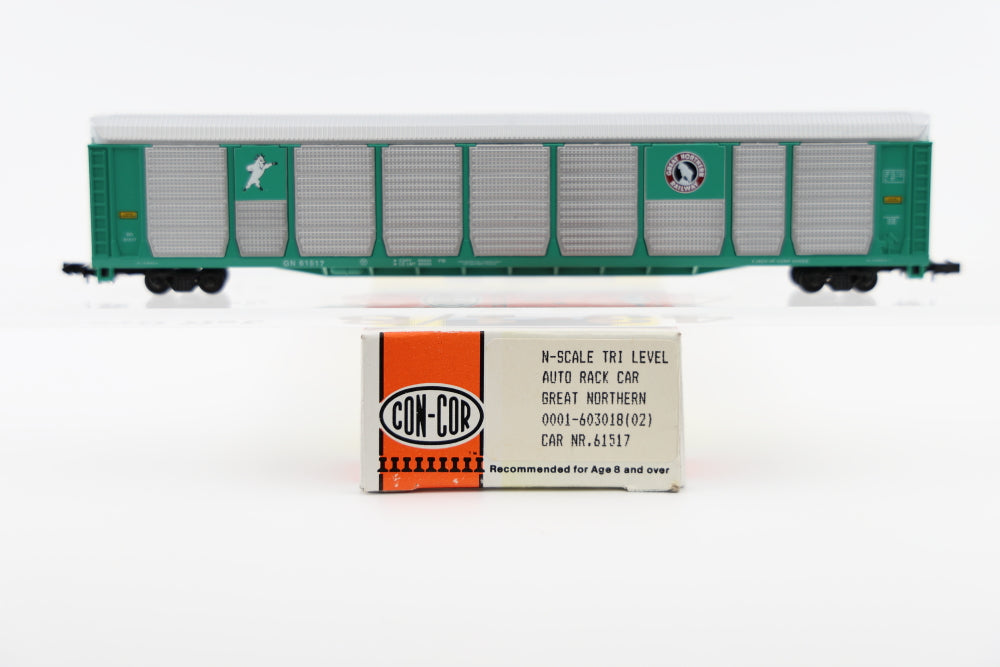 Con-Cor N scale Great Northern (IC) Tri Level Auto Rack Car, 61517, Rapido couplers, #0001-603018(02)