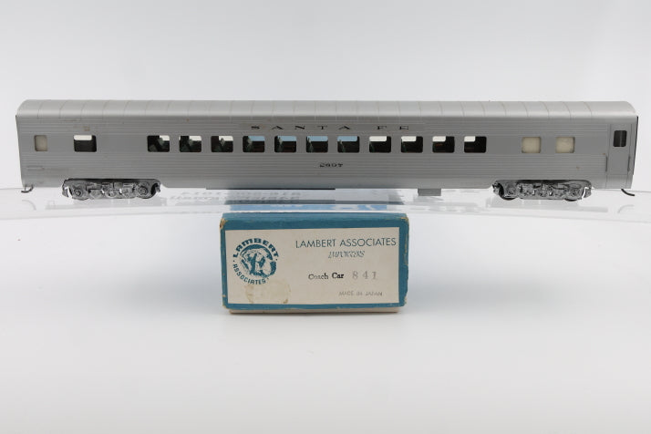 Lambert Associates, HO scale, Brass, Santa Fe Coach #2897, body mounted Kadee couplers, metal wheel, Original box, pre-owned, 841,