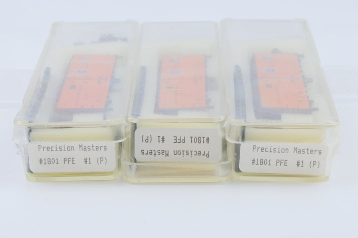 Precision Masters, N scale, Pacific Fruit Express (PFE) 3-pack 40' Steel side Reefers kits, #1801-#1