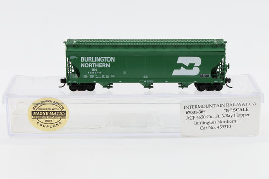Intermountain N scale Burlington Northern (BN) ACF 4650cu.ft #-bay Covered Hopper, 459310, Kadee Like couplers, 67001-36*