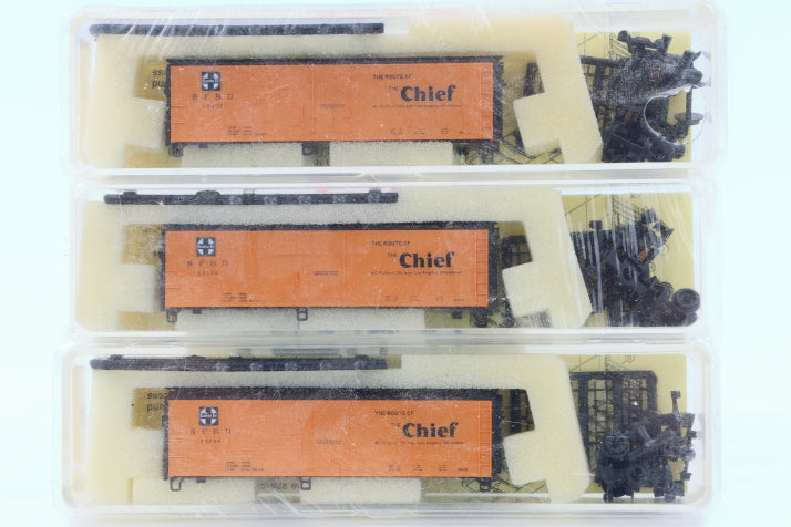 Precision Masters, N scale, Santa Fe (SFRD) 3-pack 40' Steel side Reefers kits, #1921-#1, ATSF Chief "Route of the Chief"