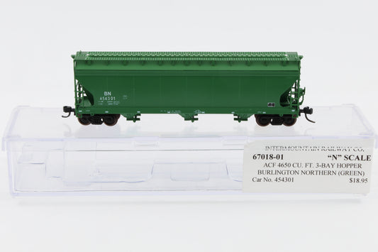 Intermountain N scale Burlington Northern (BN) ACF 4650cu.ft #-bay Covered Hopper, 454301, Kadee Like couplers, 67001-36*