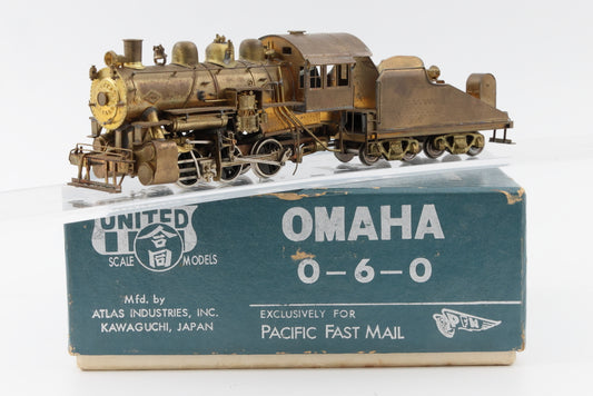 United Scale Model HO scale Brass Omaha 0-6-0 , DC Loco, Original box, Exclusively for Pacific Fast Mail.