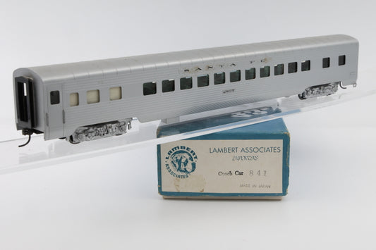 Lambert Associates, HO scale, Brass, Santa Fe Coach #2897, body mounted Kadee couplers, metal wheel, Original box, pre-owned, 841,