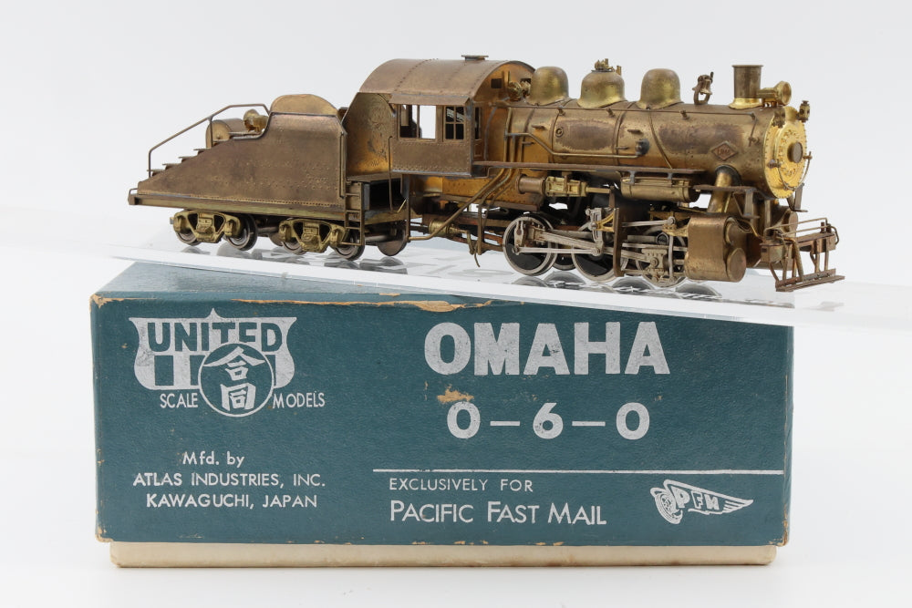 United Scale Model HO scale Brass Omaha 0-6-0 , DC Loco, Original box, Exclusively for Pacific Fast Mail.
