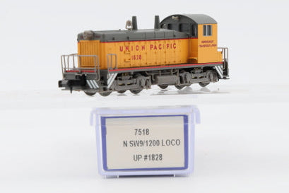 Life Like N scale Union Pacific (UP) SW9/1200 1828, powered, DC, 7518, NIB, Rapido style couplers