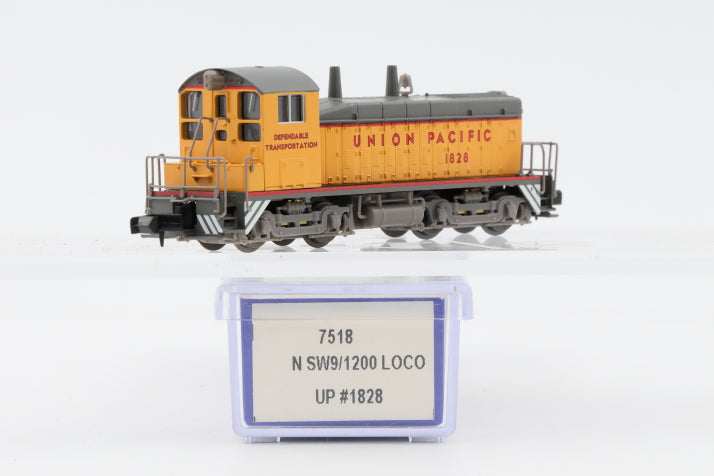 Life Like N scale Union Pacific (UP) SW9/1200 1828, powered, DC, 7518, NIB, Rapido style couplers