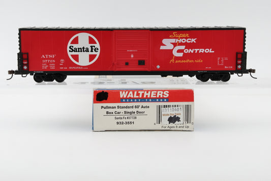 Walthers, HO scale, Santa Fe (ATSF) Pullman Standard 60' Auto Box car-Single Door, 37728, 932-3551