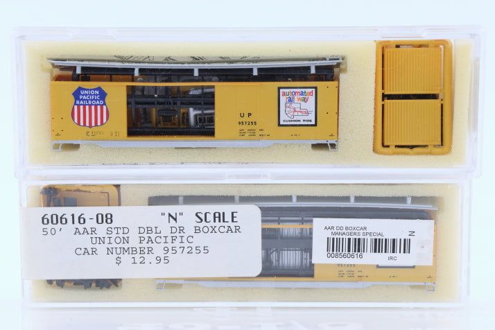 Intermountain N scale Union Pacific (UP) 50' AAR Standard Double Door Boxcar kit, 957255, 60616-08, preowned, new in box