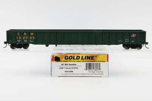 Walthers Gold Line, HO scale, Chicago and Northwestern (CNW) 65' Mill gondola, Green, 132703, 932-3288