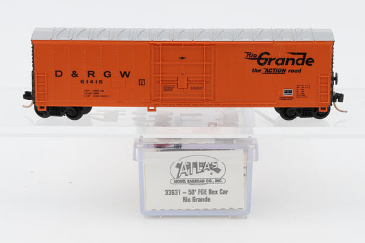 Atlas N scale Denver and Rio Grande Western (DRGW) 50ft FGE Single Door, Box car, Micro-Trains couplers, 61415, 33631