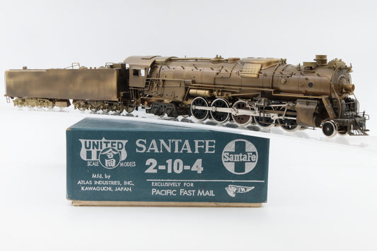 United Scale Model HO scale Brass Santa Fe 2-10-4 exclusively for Pacific Fast mail.&nbsp; DC Loco.&nbsp; Original box.