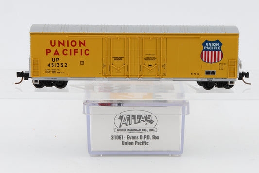 Atlas N scale Union Pacific (UP) 50ft Evans D.P.D, Box car, Micro Trains couplers, 451352, 31061