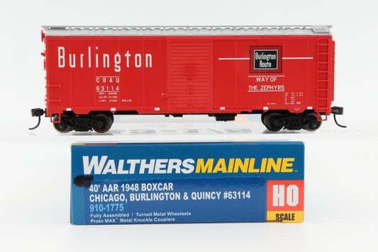 Walthers Mainline, HO scale, Chicago Burlington and Quincy (CB&Q) 40' AAR 1948 Box Car, 63114, 910-1775