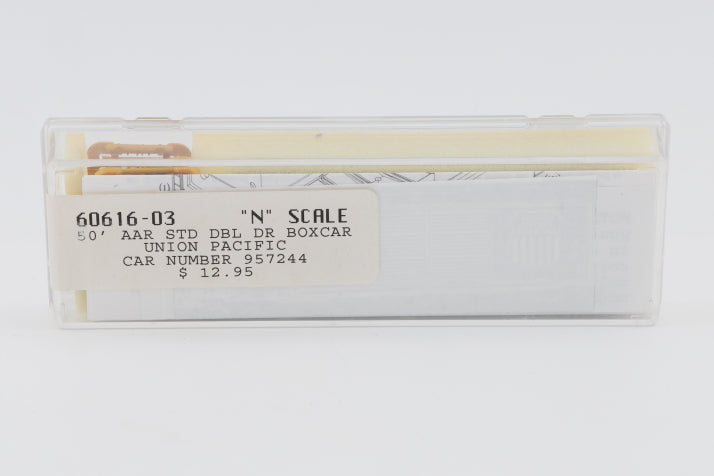 Intermountain N scale Union Pacific (UP) 50' AAR Standard Double Door Boxcar kit, 957244, 60616-03, preowned, new in box