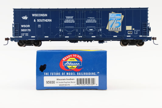 Athearn Ready to Run Wisconsin Southern 50' double plug door box car, Model Railroader Magazine 75th anniversary logo, 503175 , ATH95930