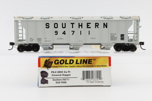 Walthers Gold line, HO scale, Southern (SOU) 54' P-S 2893 Cu ft 3-Bay Covered Hopper, 94711, 932-7958