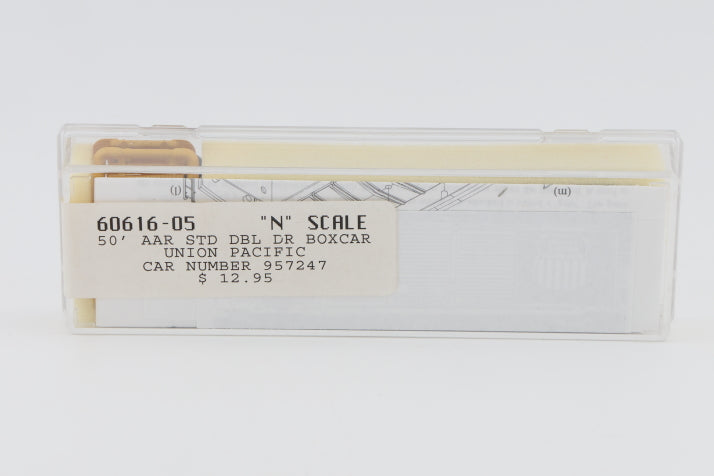 Intermountain N scale Union Pacific (UP) 50' AAR Standard Double Door Boxcar kit, 957247, 60616-05, preowned, new in box