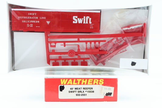 Walthers, HO scale, Swift Refrigerator Line SRLX 40ft Meat Reefer kit, 15538, 932-2551, Factory sealed