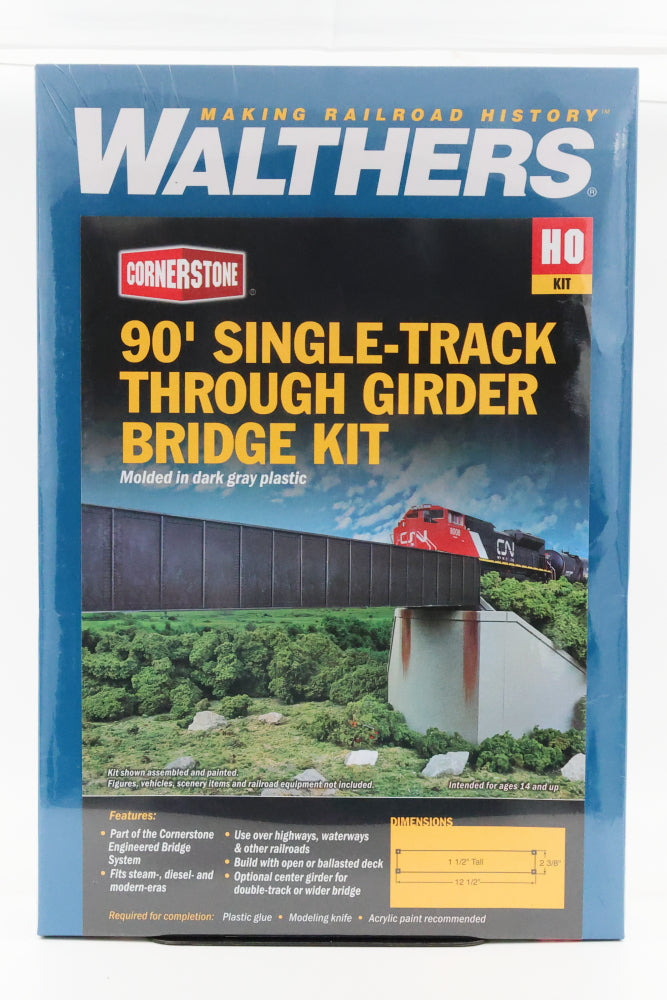 Walthers Cornerstone Series, HO scale, 90' Single track Through Girder Bridge Kit, Factory sealed, 933-4503