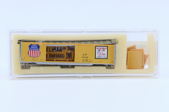 Intermountain N scale Union Pacific (UP) 50' AAR Standard Double Door Boxcar kit, 957253 60616-07, preowned, new in box