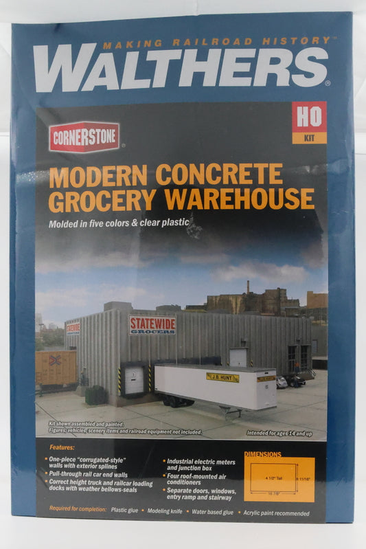 Walthers Cornerstone Series, HO scale, Modern Concrete Grocery Warehouse Factory sealed, 933-3864