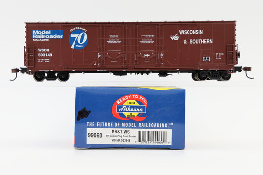 Athearn Ready to Run MR&T Wisconsin Southern 50' double plug door box car, Model Railroader Magazine 70th anniversary logo, 503149, ATH99060