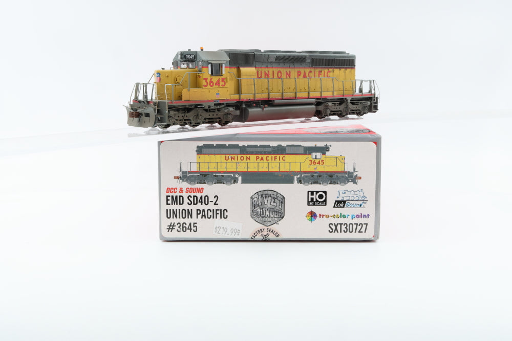 Scale Trains, Rivet Counter, HO scale, Union Pacific (UP) SD40-2 3645 DCC with sound, SXT30727, Weathered, preowned, missing horn