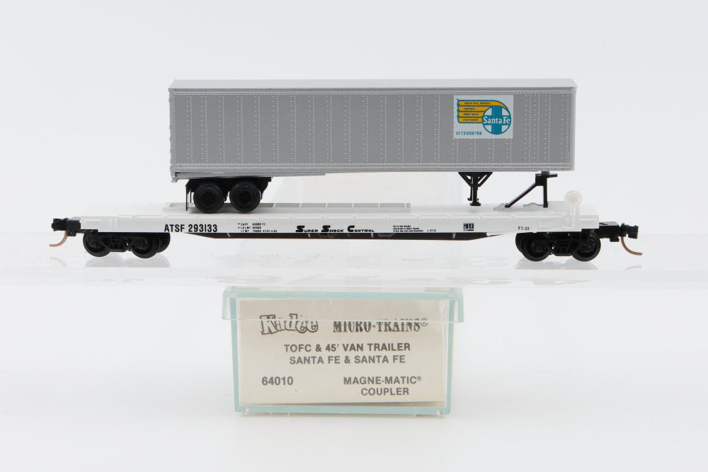 Micro Trains Line N scale Santa Fe (ATSF) TOFC &amp; 45' Van Trailer, 64010