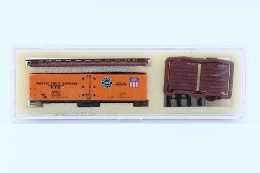 Intermountain N scale Pacific Fruit Express (PFE) 40' Steel Sided Ice Bunker Reefer car kit, R-40-23, 48117, 60501-21, preowned, new in box