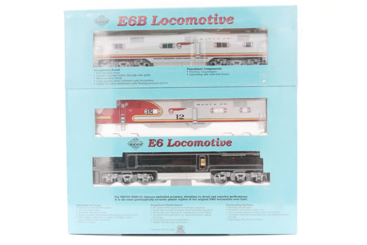 Proto 2000 Santa Fe (ATSF) E6 A-B set, 12 A unit, Item 23224, powered; 12A B-unit Item 23226, unpowered, Factory Sealed,