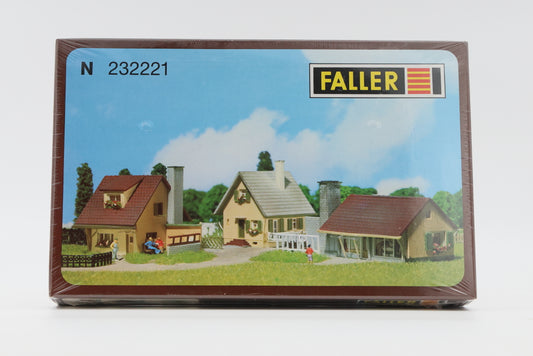 Faller N scale Three Suburban homes Kit 232221, factory sealed