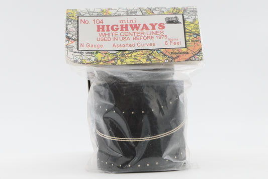 Leisuretime Products N Gauge Mini Highways #104 White center line used in USA before 1975, Assorted Curves, 6 feet