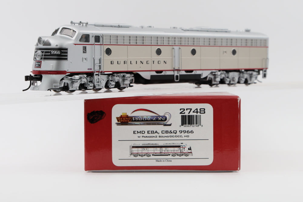 Broadway Limited, BLI, EMD E8A Chicago Burlington and Quincy, CB&Q 9966, w/Paragon Sound DC/DCC, pre- owned, believed to be new in box, 2748